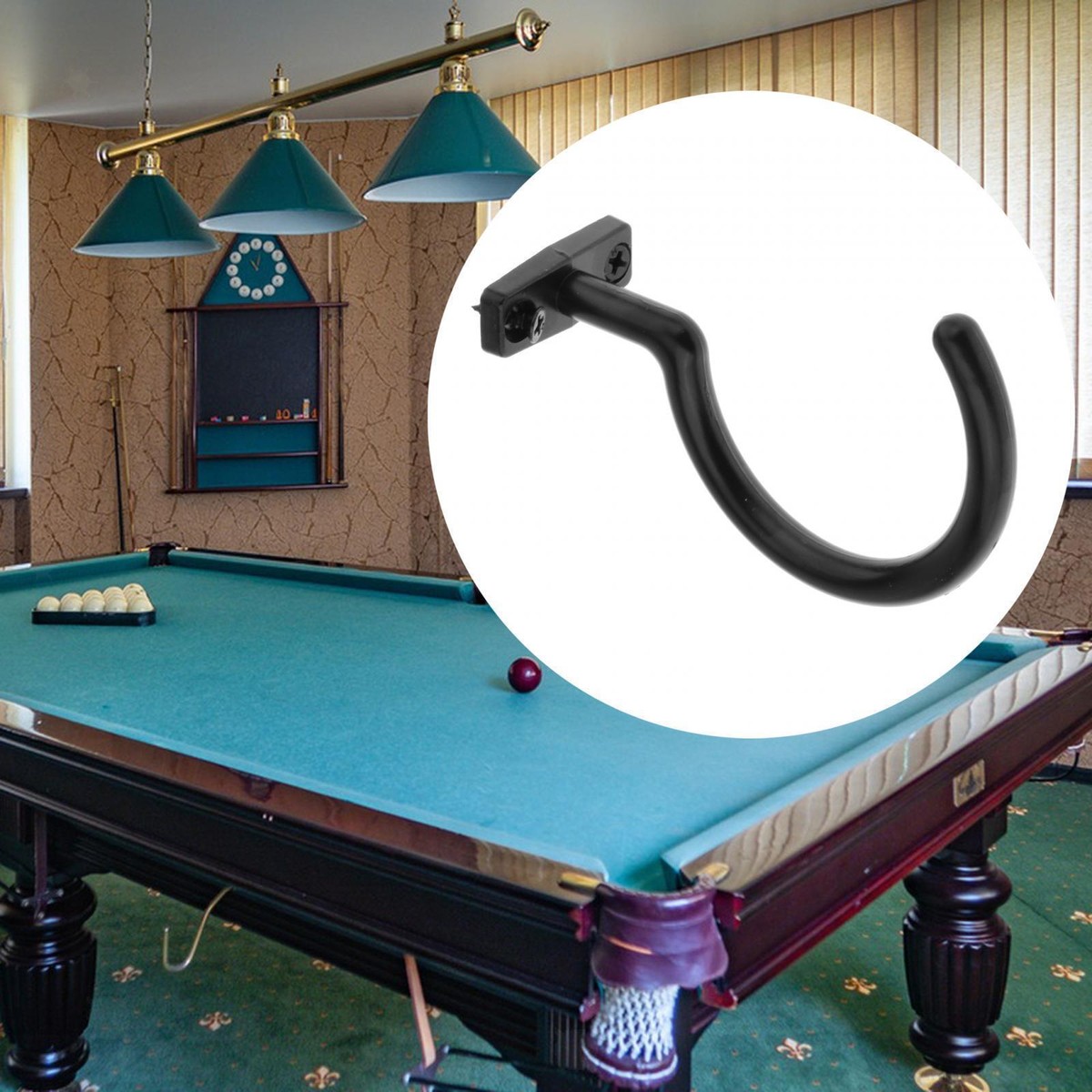 Snooker Pool Billiard Cue Hook with 2 Mounting Screws Pool Table 