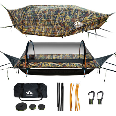 Night Cat Flat Lay Hammock Tent W/ Mosquito Net Waterproof Rainfly