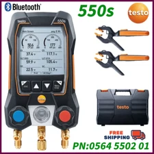 Testo 550s Digital Manifold Kit & Fixed Cable Clamp Temperature Probes 0564 5502