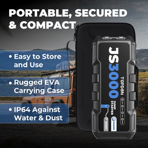 TOPDON 3000 Peak Amp 12 Volt Jump Starter JS3000 Battery Booster Jumper