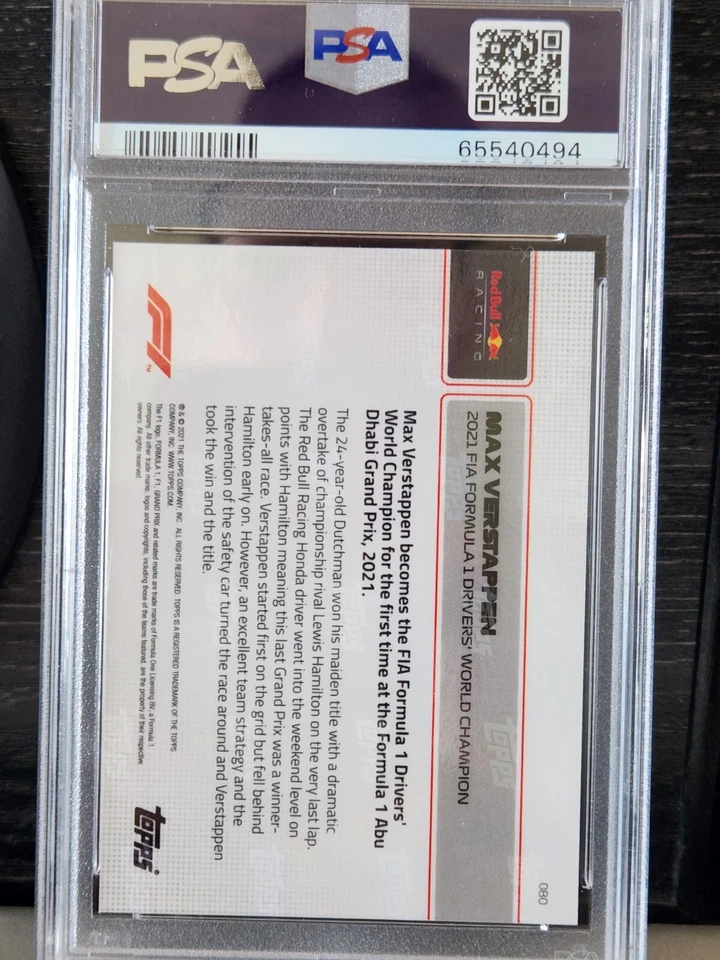 2021 Topps Now Formula 1 #80 Max Verstappen Champion Card PSA 10 - Image 3 of 3