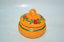 CERAMIC HAND PAINTED ORIGINAL LITTLE POT WITH THE COVER "POPPIES"