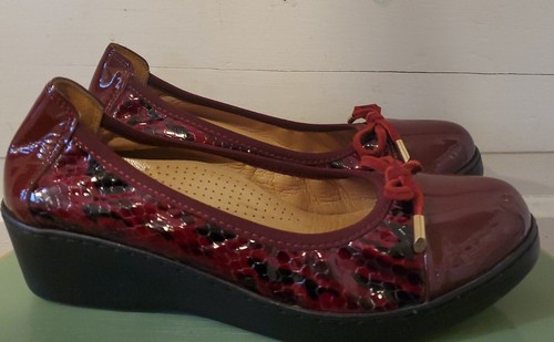 NWOT SPRING STEP Handmade Red Patent Leather Wedges Loafers$ Sz 38 Sz 7.5-8 - Picture 6 of 12