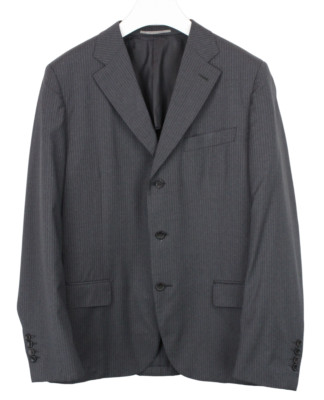 Canali Blazer Herren (Eu) 54L Einreihig Wolle Halb Gefuttert Nadelstreifen Kerbe