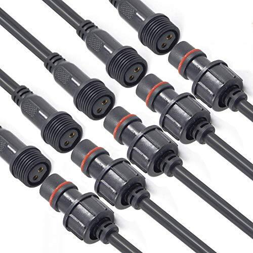 Waterproof Connectors 2 Wire, 16AWG Male Female Plug LED Connector, 5 Pairs - Picture 9 of 12