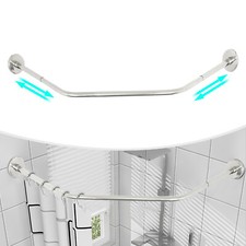 Corner Shower Curtain Rod Adjustable Stainless Steel Curved Shaped Rack Bathroom