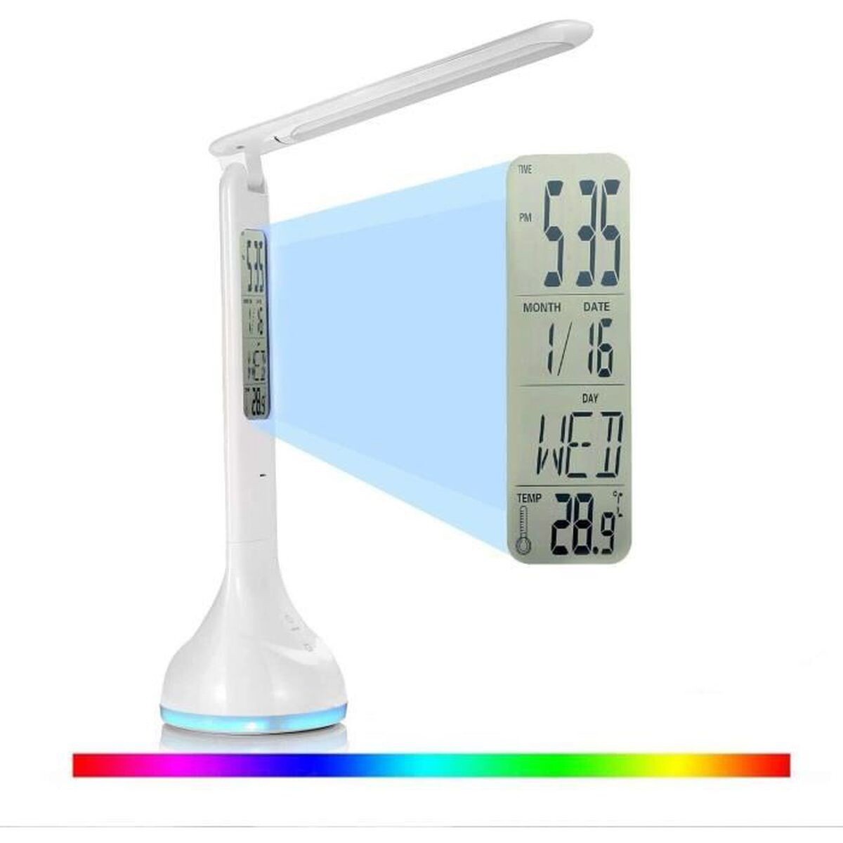 Lampe de bureau LED tactile pliable pour libérer de l'espace avec alarme et horloge