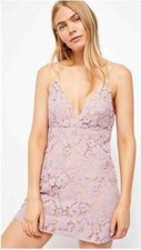 FREE PEOPLE DANGEROUS LOVE LILAC LACE MINI DRESS (UK 8) RRP £98