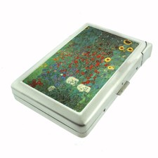 Vintage Wild Flowers 100's Size Cigarette Case with built in lighter Wallet