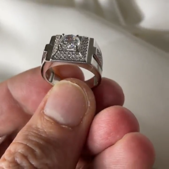 Mens Rings 925 silver rings Decorated with create Diamond Pinky