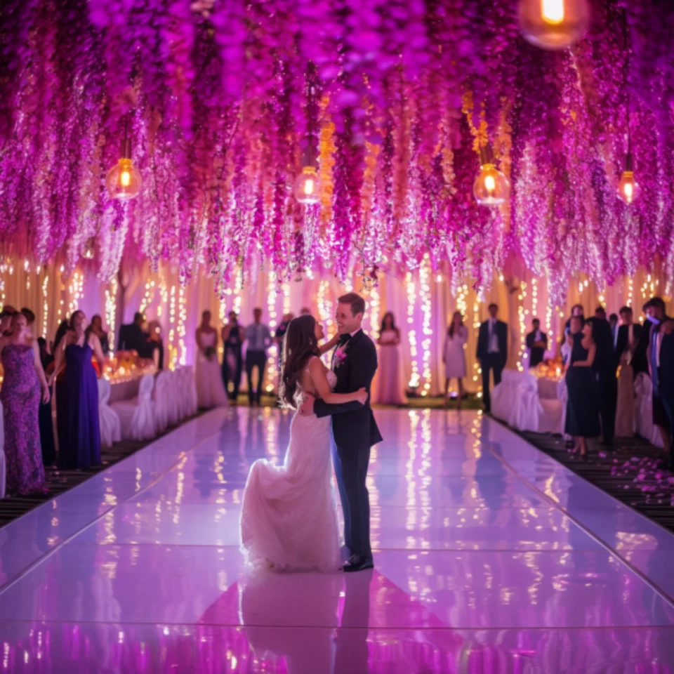 24pcs Hot Pink Wisteria Vines – 72 Branches Artificial Wedding Hanging Decor - Image 3 of 4