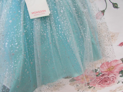 NWT MONSOON Blue SPARKLE Tulle Christening Party Occasion Dress 6-9-12 £50 - Picture 6 of 11