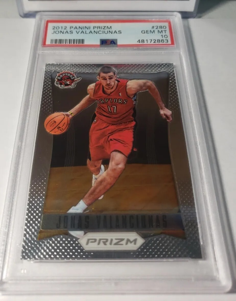 PSA 10 GEM MINT 2012-13 PANINI PRIZM BASE JONAS VALANCIUNAS NO. 280 *RAPTORS*