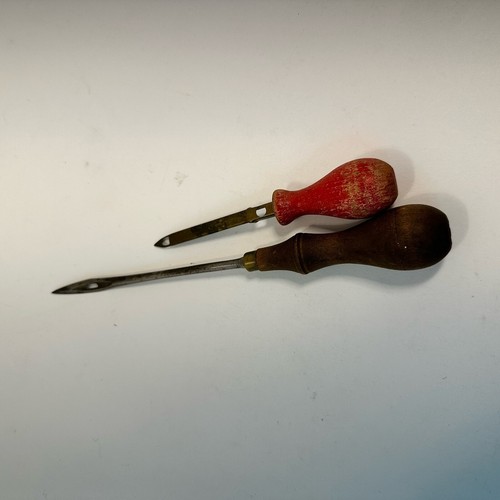 Vintage Antique Leather Lacing Tools Lot of 2 Wood Handle eBay