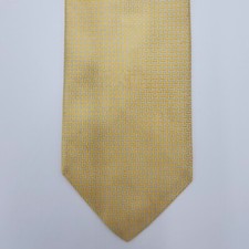 Brooks Brothers 346 Yellow w/ Basketweave Pattern Pure Silk Necktie Made in USA
