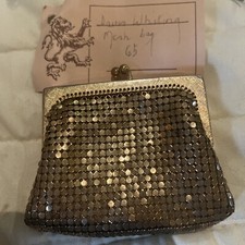 Whiting Davis Vintage Gold Mesh Coin Purse Made in USA Kiss Lock