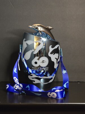 SeaWorld 60th Anniversary Chrome Light Up Souvenir Popcorn Bucket