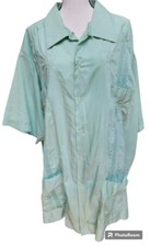 Guayabera Size 5X Green Embroidered Mexico Comfortable Cool