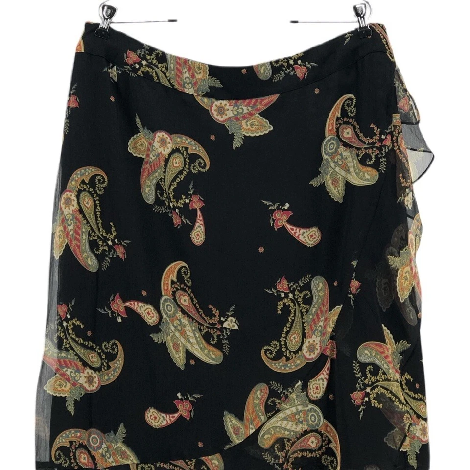 Falda envolvente Vince Camuto negra cachemira con volantes talla 14W Foto 3 de 4