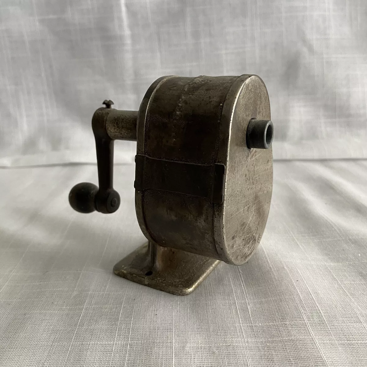 Vtg Metal Schoolhouse Pencil Sharpener One Hole