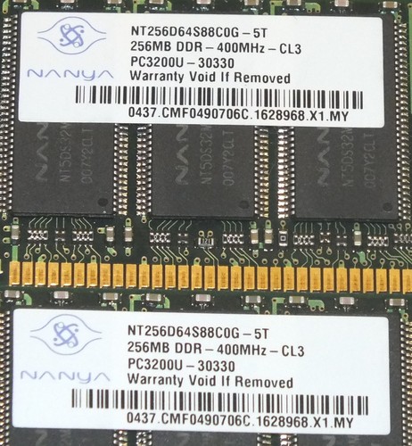 (2) Genuine Nanya (256 MB) PC Desktop Memory DIMM DDR PC3200U 400MHz CL3 - Picture 3 of 3