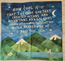 Throw Pillow Cover God Creation Inspirational Zipper 18"x17.25" Kid Tween Decor