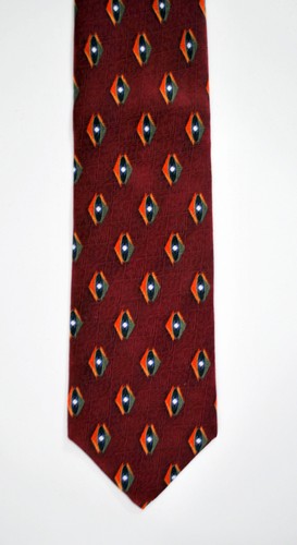 JZ Richards 60 1/2 in Mans Tie Dark Red Wine Silk Geometric design - 第 2/6 張圖片