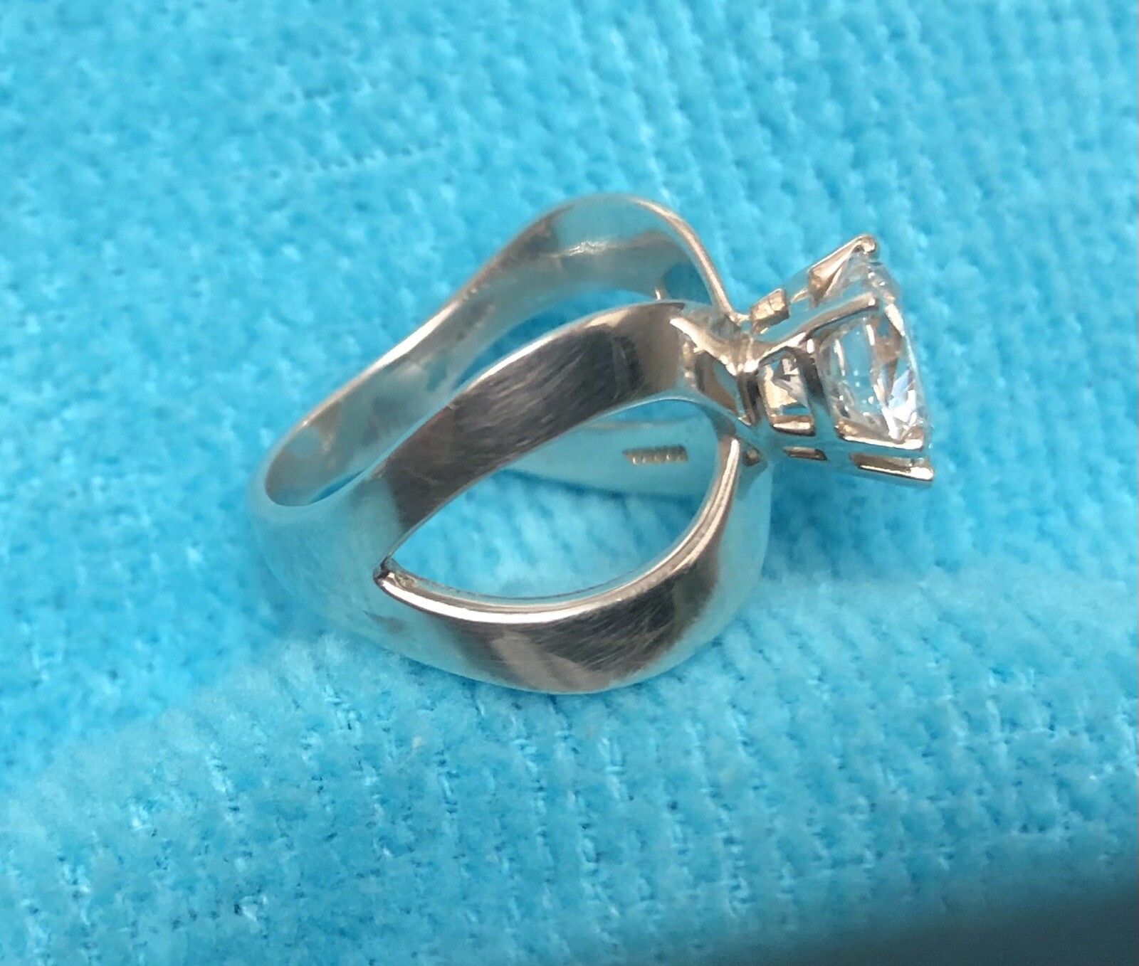 Sterling Silver Heart Solitaire Open Split Design… - image 5