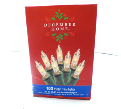December Home 100 Clear Mini Lights   Green Wire
