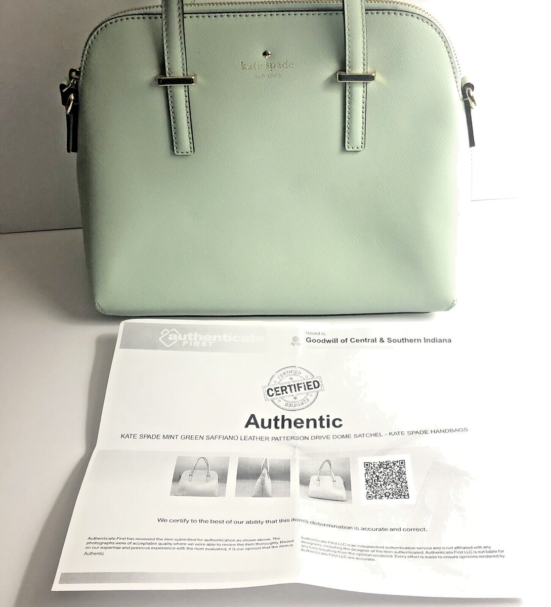 Kate Spade Mint Green Patterson Drive Saffiano Leather Dome Satchel S1008