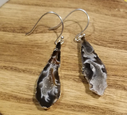 Natural Druze Quartz Earrings Agate Stone Jewelry Dangle Drop Casual - Picture 2 of 10