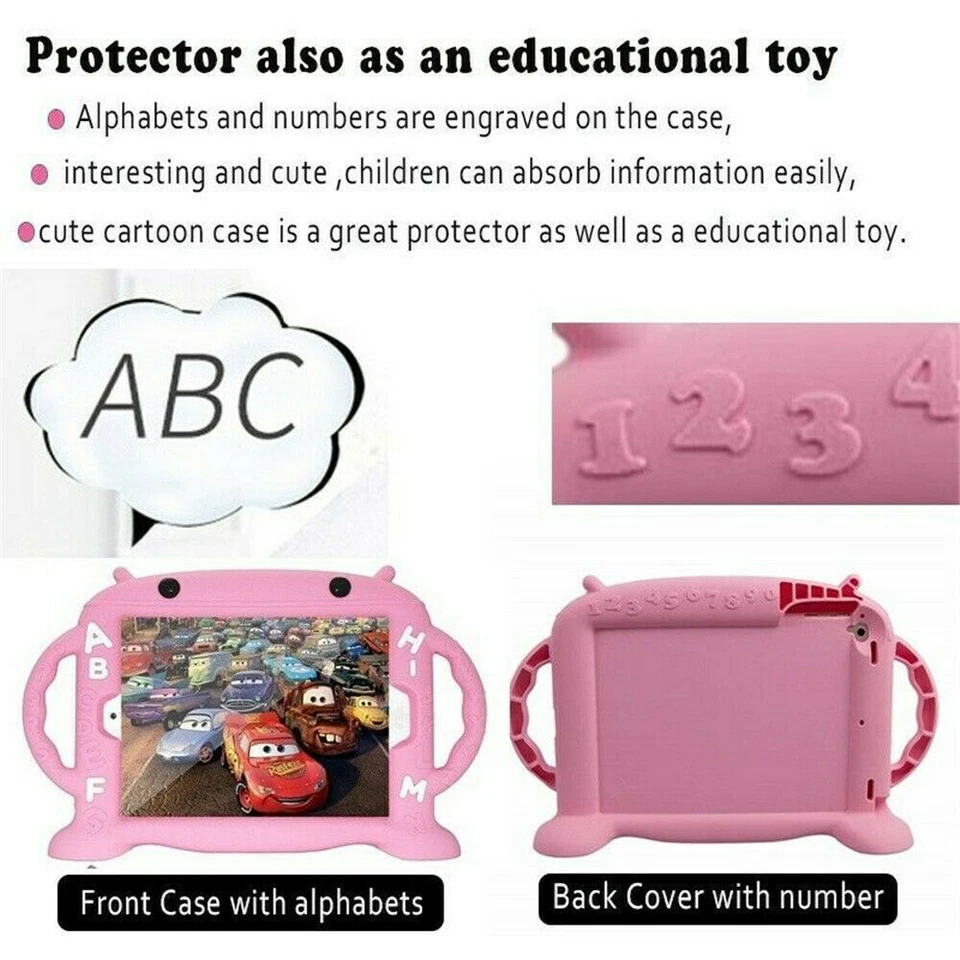 For iPad Mini 2 3 4 Pro 5th Kids Silicone Rubber Cover Cartoon Robot Stand Case - Image 4 of 4