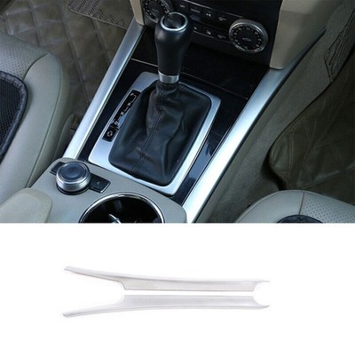 Gear Shift Both Side Strip Trim 2pc For Mercedes-Benz GLK 2009-2015 ABS Silver