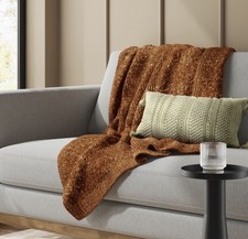 Threshold 50 in X 60 in Chenille Throw Blanket -Brown NWT