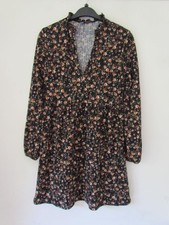 Zara Floral  Dress Womens Size S  Ruffle neck long sleeve, short mini