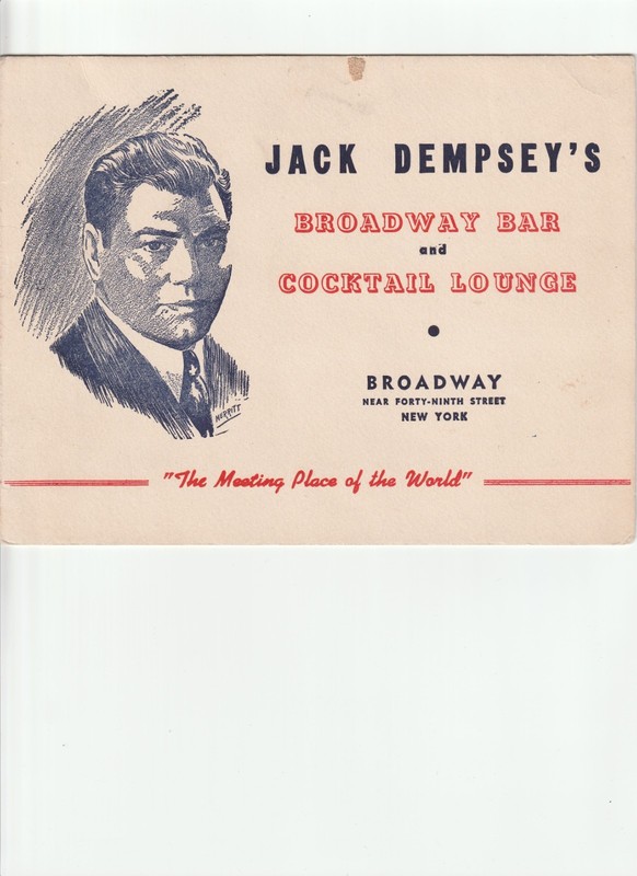 JACK DEMPSEY's BROADWAY BAR AND COCKTAIL LOUNGE SOUVENIR PHOTO LATE 1940's