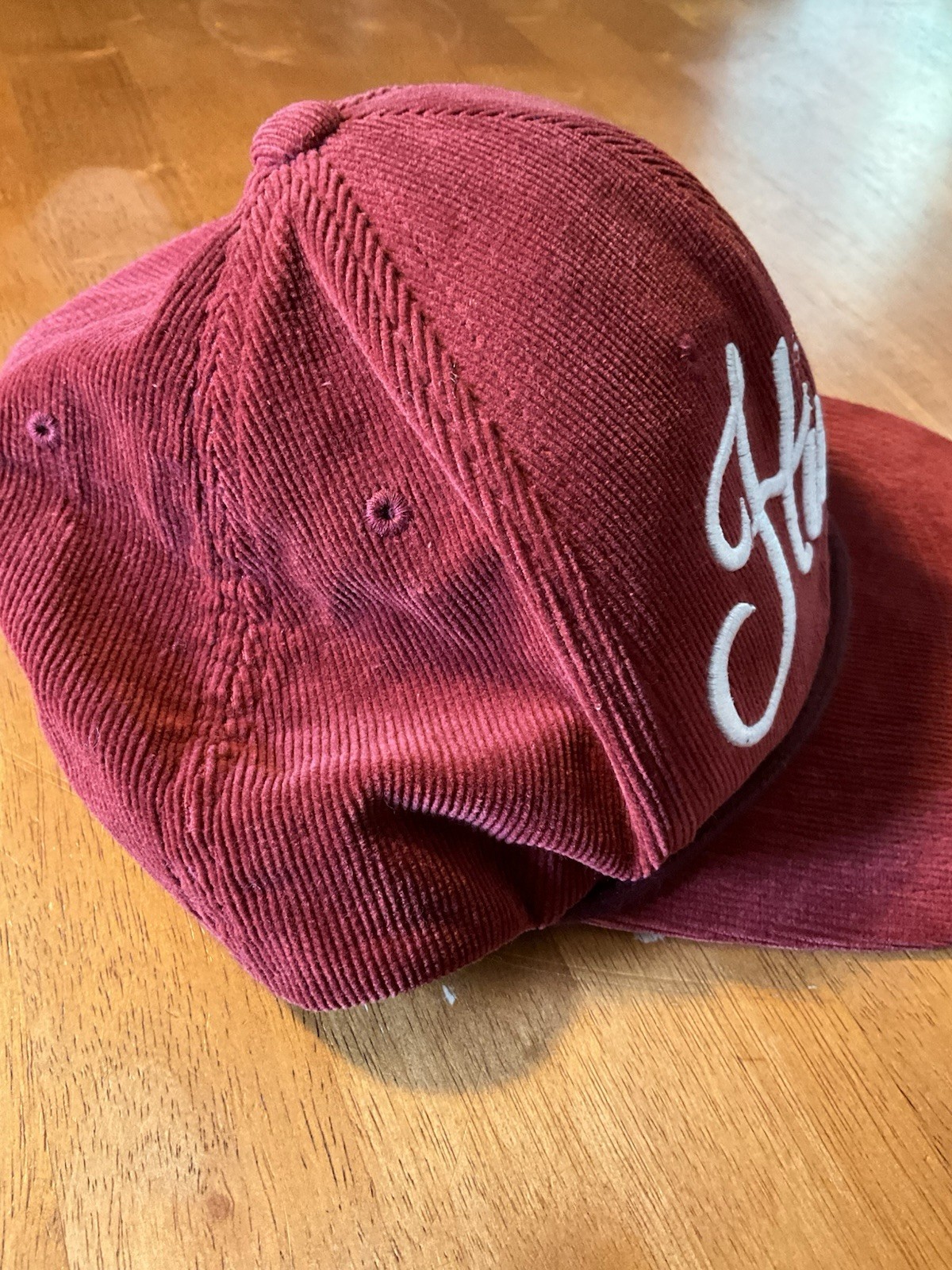 Hurley Script Snapback Hat Corduroy Burgundy Rope… - image 6