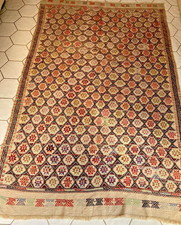 Vintage Turkish Anatolian Kilim Handmade Embroidered  Rug 4.5x7.2 feet
