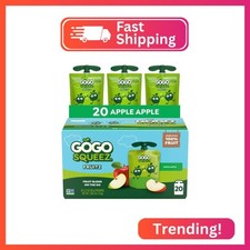 GoGo squeeZ Fruit on the Go, Apple Apple, 3.2 oz Pack of 20 , Unsweetened Fruit