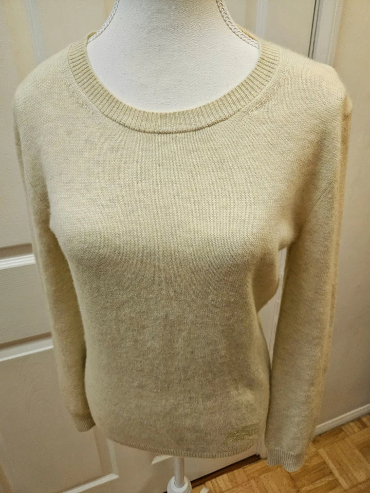 Gran Suéter Burberry Brit Amarillo Claro Bronceado Crema Logo 100% Cachemira Scoop S Foto 4 de 4