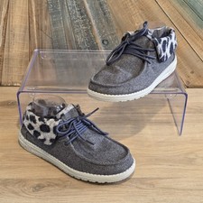 Hey Dude Britt Grey Cheetah Shoes Womens Size 8 EU 39 Slip On Casual Comfort