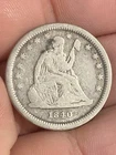 1840-O With Drapery Seated Liberty Quarter Good+ Details
