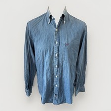 Vintage Gant Blue Cotton Lightweight Deim Shirt Medium M Collared LS