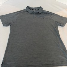 Hurley Performance Polo Men  s Large Gray Stretch Golf Short Sleeve Logo