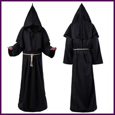 Wizard Cloak Medieval Christian Friar Priest Robes Witch Cape Party