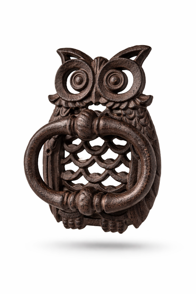 TüRklopfer Eule Gusseisen Metall Braun Esschert Design HaustüR Und Garten Deko-image