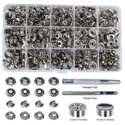 #ad 70 Sets 15mm 5 8quot; Heavy Duty Snap Fasteners Kit Metal Snaps for 15mm Nickel $20.29