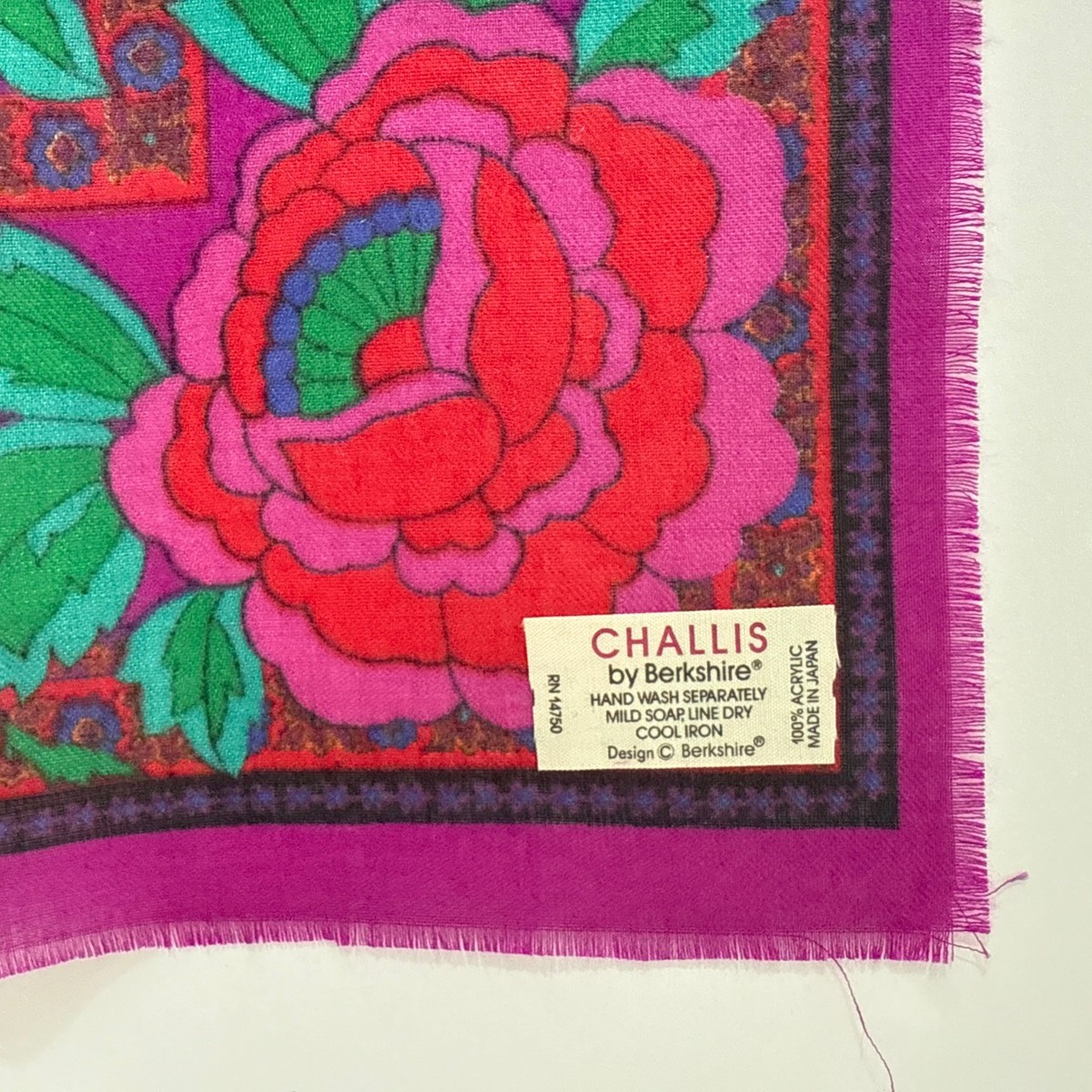 H　トップス Vtg Challis By Berkshire Scarf Japan Floral 30