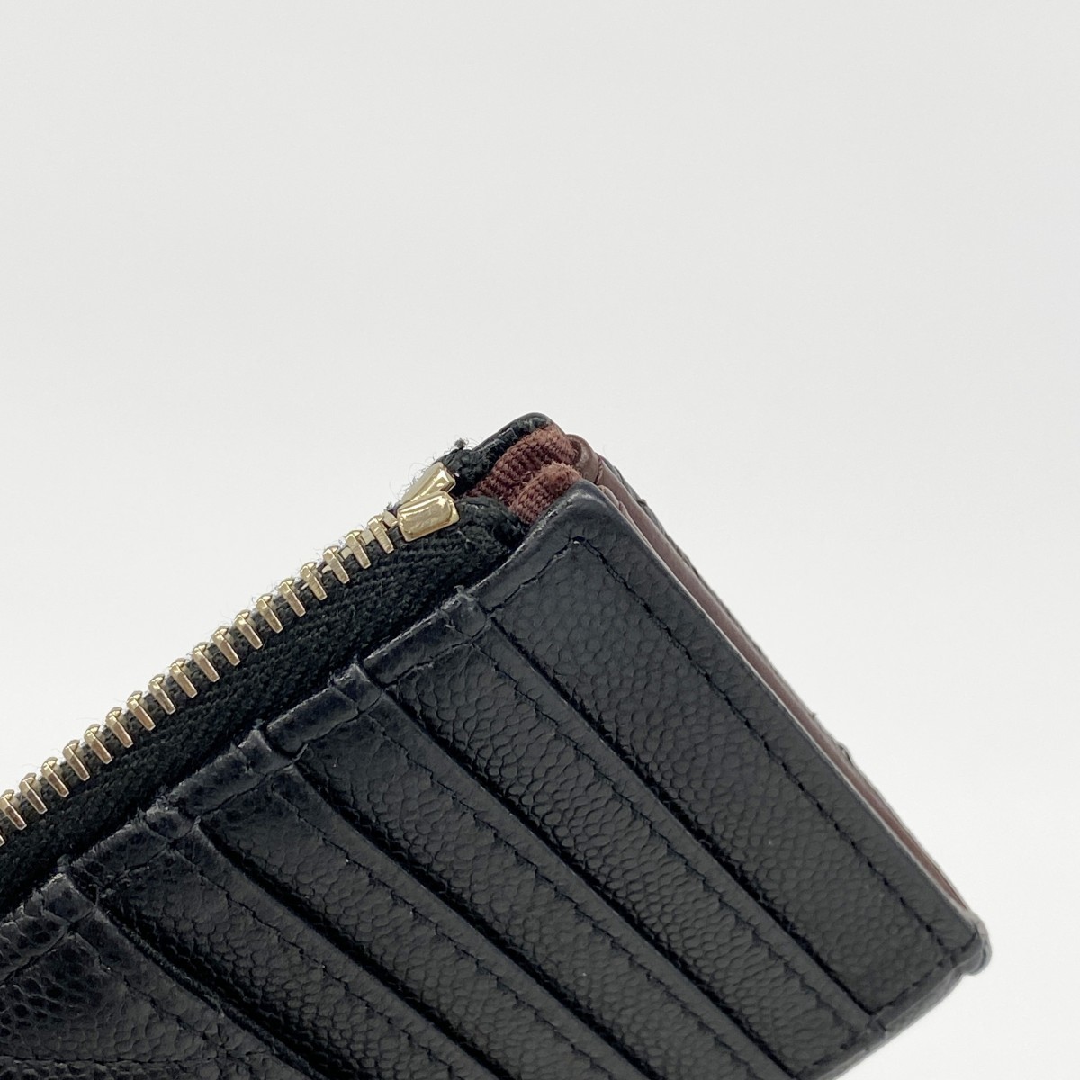 Auth [6ba1482-k] CHANEL Coin case Matrasse Caviarskin Black Champagne Gold m... thumbnail 6