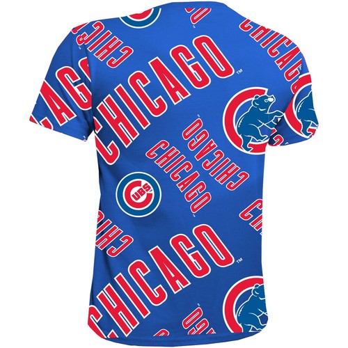 Youth Stitches Royal Chicago Cubs Allover Team T-Shirt - 第 3/3 張圖片
